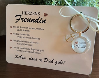 HERZENS Freundin Geschenk Geburtstag Karte Geschenkset Schlüsselanhänger Schutzengel Anker Herz