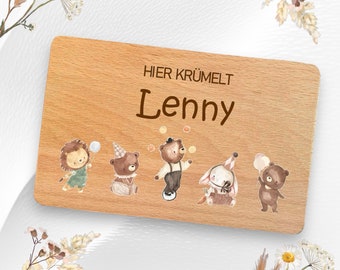 Frühstücksbrett personalisiert, Baby Geschenk, HIER SCHAUFELT .., Babygeschenke, Geburt, Holzbrett personalisiert, Brettchen Kinder, Kind