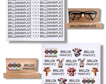 Rub-Ons-Sticker, Brillenparkplatz, Brille, DIN A4