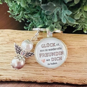 FREUNDIN Geschenk Geburtstag Schlüsselanhänger Schutzengel Anker Herz Glücksbringer Perlenengel