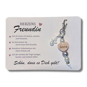 Herzens Freundin Geschenk … Karte A6 + Schlüsselanhänger personalisiert + Perlenengel Geschenk Freundin