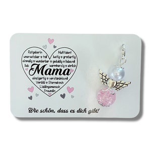 Schutzengel Schlüsselanhänger Mama Geschenk Geburtstag Glücksbringer Perlenengel Engel Karte