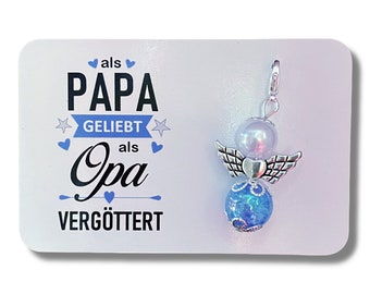 Schutzengel Schlüsselanhänger Opa Papa Geschenk Geburtstag Weihnachten Perlenengel Glücksbringer Karte Engel