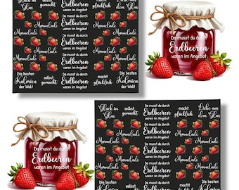 RUB ONs Stickers Jam, DIN A4, Strawberries, Strawberry Jam, Labels, Borderless Rubons, White Stickers, Rubon