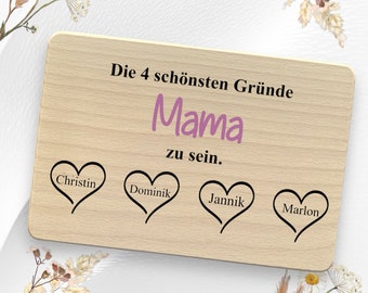 Frühstücksbrett Mama Papa personalisiert, Geschenk  Muttertag, Vatertag, Geburtstag, Holzbrett personalisiert