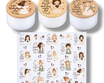 Rub-ons (400), guardian angels, DIN A4, angels and sayings, Christmas, borderless rub-ons
