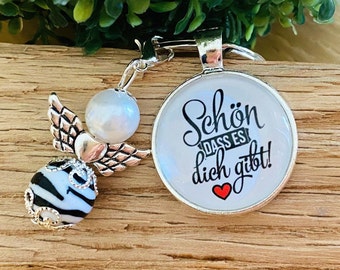 Schön, dass es Dich gibt! Geschenk Freund Perlenengel Freundin Mama Oma Schlüsselanhänger