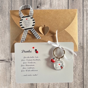 Danke Geschenk Set Erzieherin Abschied Tagesmutter Kindergarten Kita Tagesmutter Karte Marienkäfer Schlüsselanhänger