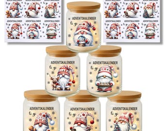 Rub-on stickers - Advent calendar to go - Gnomes, storage jar, sayings, giving as gifts, chocolates, Christmas