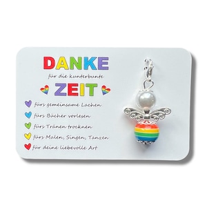 Schutzengel Schlüsselanhänger DANKE für die kunterbunte Zeit Geschenk Abschied Erzieherin Kita Kindergarten Tagesmutter Engel Glücksbringer