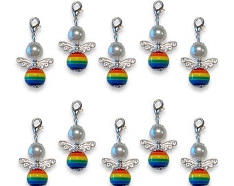 Perlenengel (groß) Regenbogen Geschenk Gastgeschenk Charm Regenbogenfarben Engel Schutzengel