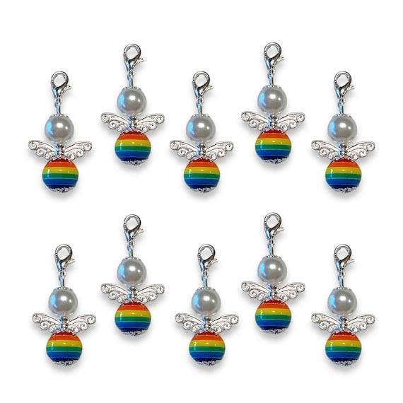 Perlenengel (groß) Regenbogen Geschenk Gastgeschenk Charm Regenbogenfarben Engel Schutzengel