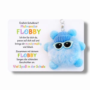 Mutmonster FLOBBY, Geschenk Einschulung, Glücksbringer, Mutmacher, Karte, Füllung Schultüte, Lernhelfer, Anhänger Mäppchen oder Ranzen