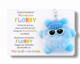 Mutmonster FLOBBY, Geschenk Einschulung, Glücksbringer, Mutmacher, Karte, Füllung Schultüte, Lernhelfer, Anhänger Mäppchen oder Ranzen
