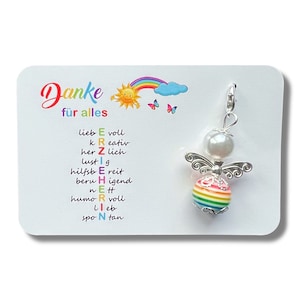 EDUCATOR Guardian Angel Keychain THANK YOU Gift Kita Kindergarten Farewell Pearl Angel Card