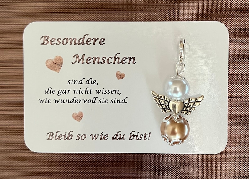 Schutzengel Schlüsselanhänger Besondere Menschen Geschenk Weihnachten Gastgeschenk Oma Mama Freundin Karte Perlenengel Danke Engel Bild 2