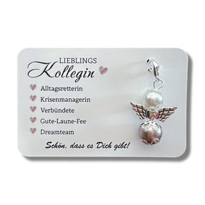 Guardian angel COLLEGIN keychain gift favorite colleague pearl angel card lucky charm