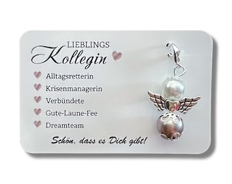 Schutzengel KOLLEGIN Schlüsselanhänger Geschenk Lieblings-Kollegin Perlenengel Karte Glücksbringer