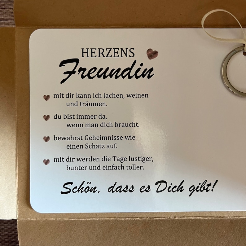 HERZENS Freundin Geschenk Geburtstag Karte Geschenkset Schlüsselanhänger Schutzengel Anker Herz Bild 5