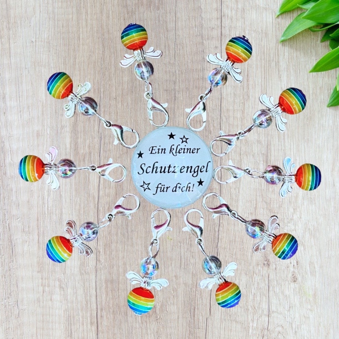Regenbogenfarben Schutzengel Perlenengel Charm 10 Gastgeschenk Engel