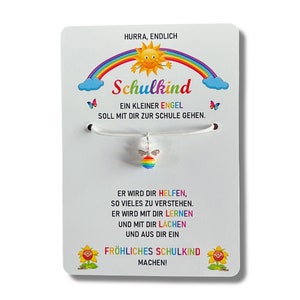 Schulkind 2025 Einschulung Geschenk Schutzengel-Kette Schultüte Glücksbringer Mutmacher Karte Spruch erster Schultag