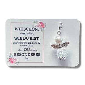 Schutzengel Schlüsselanhänger Besondere Menschen Geschenk Freundin Kollegin Geburtstag Perlenengel Kärtchen Glücksbringer Mutmacher