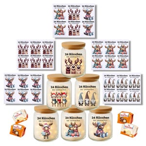 RUB-ON stickers - 24 kisses until Christmas - Advent calendar to go - Gnomes, storage jar, sayings, give as gifts, chocolates