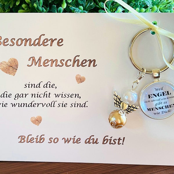 Weil Engel nicht überall sein können... Weihnachten Geschenk für einen besonderen Menschen Freundin Karte Schlüsselanhänger Perlenengel