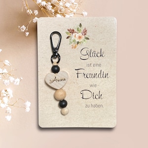 Geschenk Freundin, Schlüsselanhänger personalisiert, Wunschname,  Karte, Geburtstag