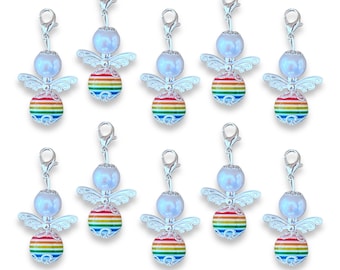 Perlenengel (groß) Regenbogen Geschenk Gastgeschenk Charm Regenbogenfarben Engel Schutzengel