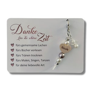Danke für die schöne Zeit Karte A6 + Schlüsselanhänger personalisiert + Perlenengel Geschenk Erzieherin Abschied Kita Tagesmutter