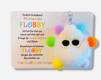 Mutmonster FLOBBY, Geschenk Einschulung, Glücksbringer, Mutmacher, Karte, Schultüte, Lernhelfer, Anhänger Mäppchen oder Ranzen