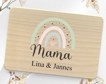 Frühstücksbrett Mama personalisiert, Geschenk  Muttertag, Vatertag, Geburtstag, Holzbrett personalisiert