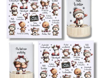 Rub-On Stickers, #7 Cute Christmas, DIN A4, Merry Christmas, Gnomes, Borderless Rub-On Stickers, Rub-On Stickers