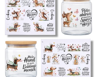 Rub-on stickers, dachshund, DIN A4, dog, colorful, sayings, borderless rub-ons