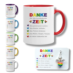 Danke für die Kunterbunte Zeit Tasse + Schutzengel-Kärtchen Kunterbunte Zeit, Kaffeetasse, Abschiedsgeschenk Erzieherin, Kindergarten, Kita