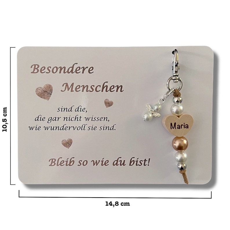 Besondere Menschen Karte A6 Schlüsselanhänger personalisiert Perlenengel Geschenk Freundin Mama Oma Kollegin Bild 2