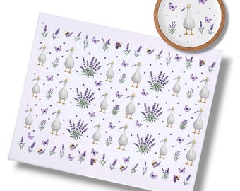 Rub On LAVENDEL (343), DIN A4, Blumen, bunt/farbig, Rub Ons Lavendel, Rub Ons Untersetzer, Sommer, Rub Ons Gans