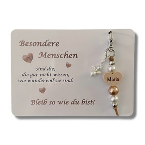 Special people... card A6 + key ring personalized + pearl angel gift girlfriend mom grandma colleague