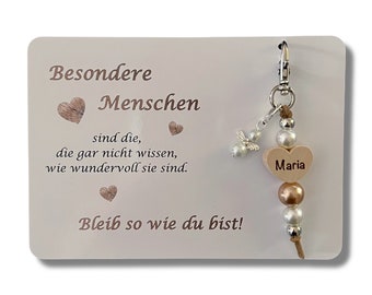 Besondere Menschen… Karte A6 + Schlüsselanhänger personalisiert + Perlenengel Geschenk Freundin Mama Oma Kollegin