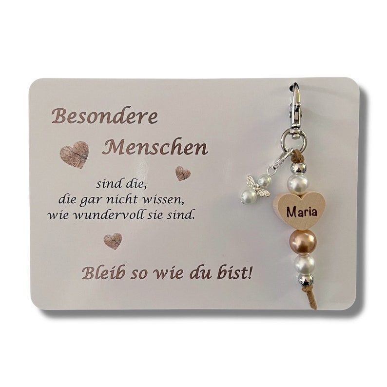 Besondere Menschen Karte A6 Schlüsselanhänger personalisiert Perlenengel Geschenk Freundin Mama Oma Kollegin Bild 1
