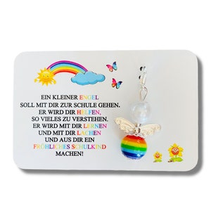 Schulkind 2024 Schutzengel Geschenk Einschulung Schultüte Mutmacher Glücksbringer Karte Spruch Schultüte Zuckertüte erster Schultag