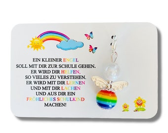 Schulkind 2024 Schutzengel Geschenk Einschulung Schultüte Mutmacher Glücksbringer Karte Spruch Schultüte Zuckertüte erster Schultag