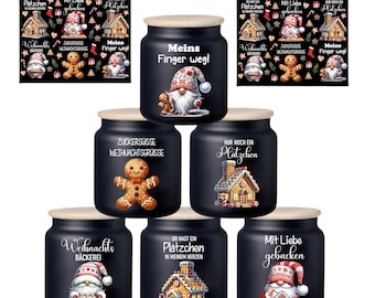 RUB ON Sticker Cookie Jar - Rimless Rubons, Cookie Jar, Sayings, Gifts, Cookies, Hearts, Gingerbread Men, Candy Canes