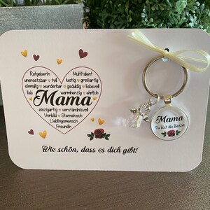 MUTTERTAG Geschenk Geburtstag Karte Schutzengel Mama du bist die Beste Perlenengel Schlüsselanhänger