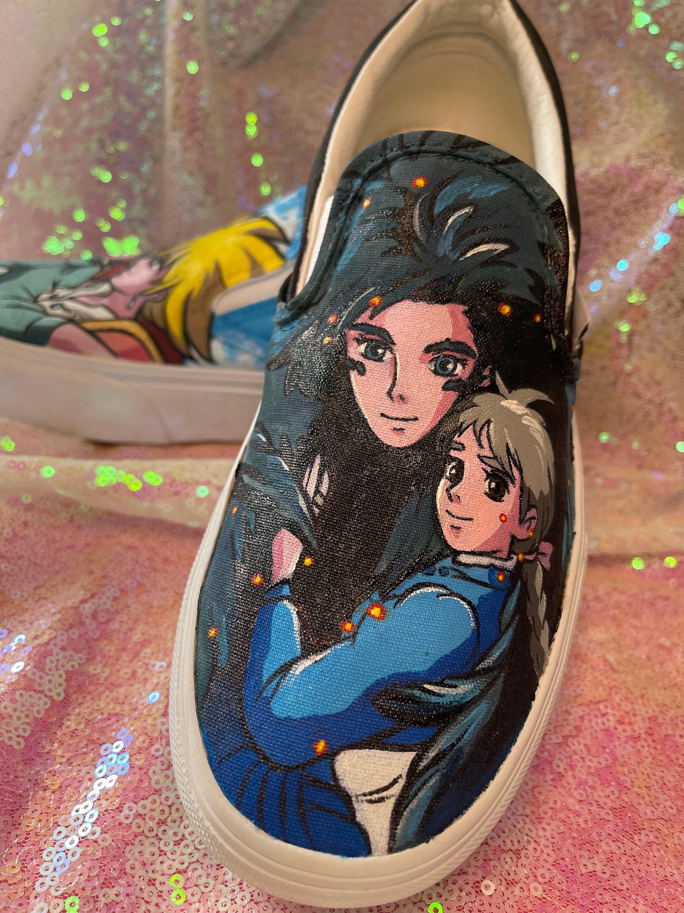 Custom Hand-Painted Vans Slip-On Wide Shoes - Mushoku Tensei Rudeus Anime Men 11 ANIME Custom VANS - Etsy main image 3