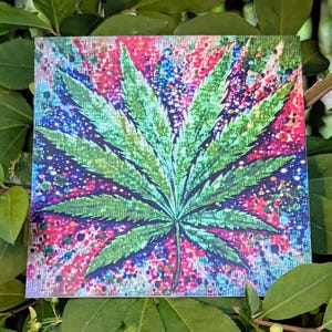 Holographic Cannabis Leaf 420 Art Vinyl Stickers - 3 inch