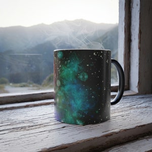 Galaxy in outer space color changing mug, 11 oz