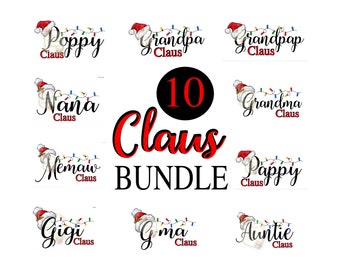 10 Claus BUNDLE Sublimation PNG instant download