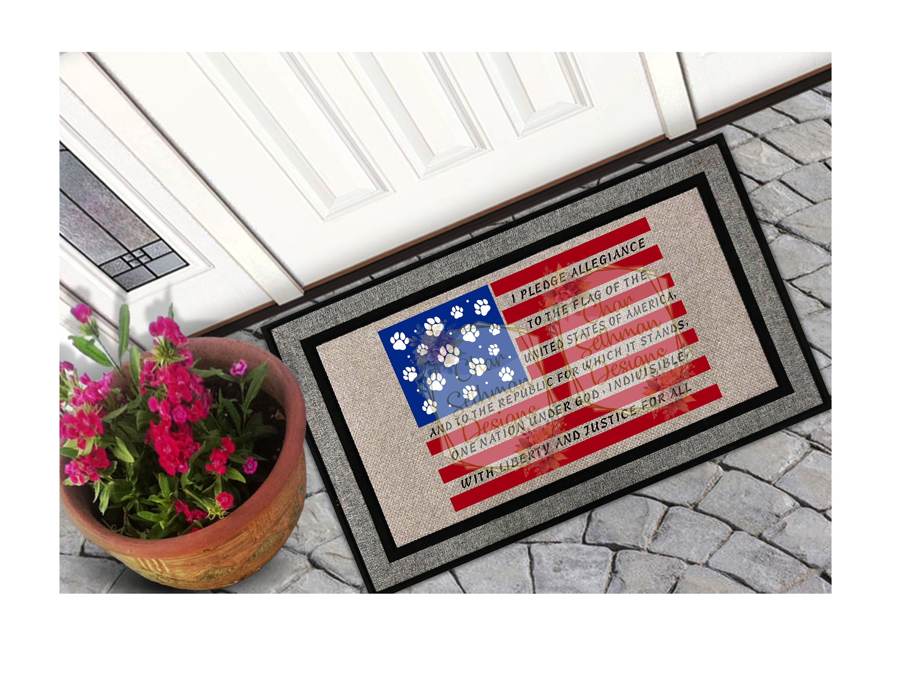 Pawprint Flag Doormat Design Sublimation Designs Digital Etsy